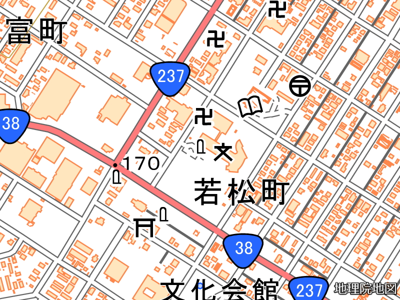 北海道中心標が掲載された国土地理院地図